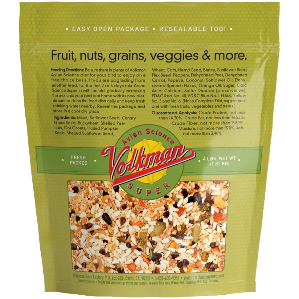 Volkman Seed Company Avian Science Super Lovebird & Conure Bird Treat 4-lb