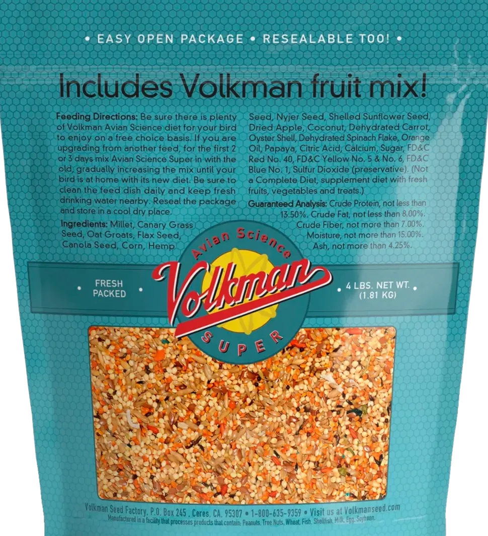 Volkman Seed Company Avian Science Super Parakeet Bird Treat 4-lb