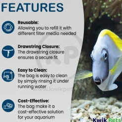 Weco Products Fine Mesh Drawstring Filter Media Bag for Aquarium White 4 in X 8 in