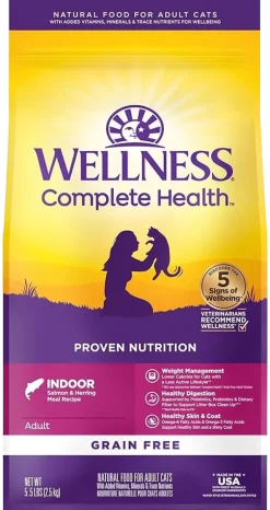 Wellness Complete Health Grain-Free Indoor Adult Dry Cat Food Salmon & Herring Meal Recipe 5.5-lb
