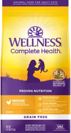 Wellness Complete Health Grain-Free Indoor Adult Dry Cat Food Deboned Chicken & Chicken Meal Recipe 5.5-lb