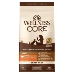 Wellness CORE Grain-Free Adult Dry Cat Food Original Deboned Turkey, Turkey Meal & Chicken Meal Recipe 5-lb