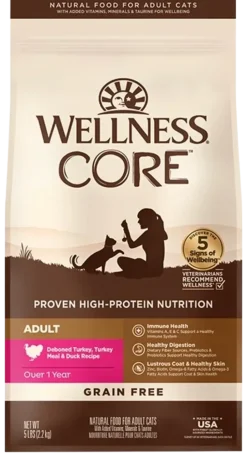 Wellness CORE Grain-Free Adult Dry Cat Food Turkey, Turkey Meal & Duck Recipe 5-lb
