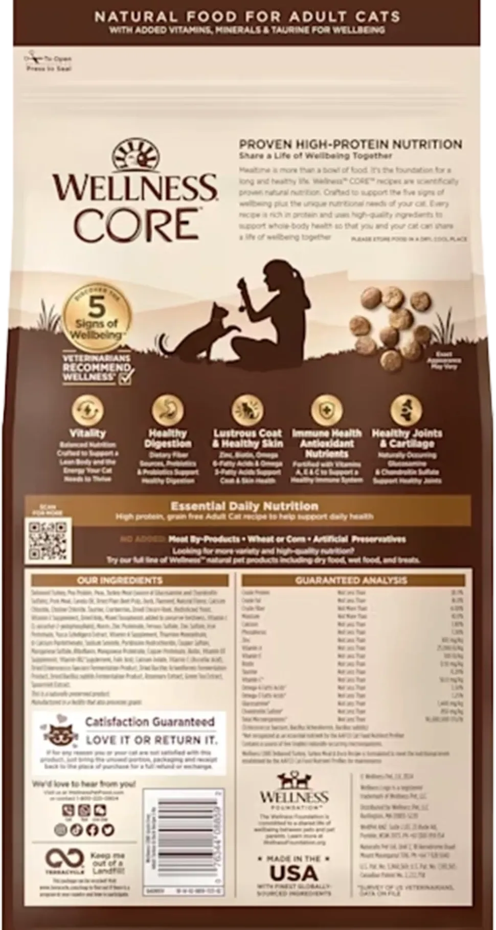 Wellness CORE Grain-Free Adult Dry Cat Food Turkey, Turkey Meal & Duck Recipe 5-lb