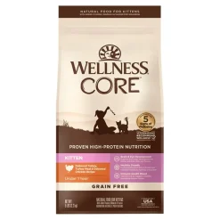 Wellness CORE Grain-Free Kitten Dry Cat Food Deboned Turkey, Turkey Meal & Deboned Chicken Recipe 5-lb