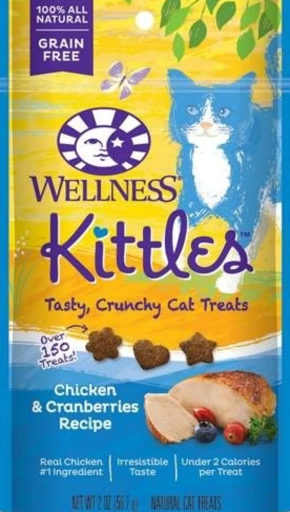 Wellness Kittles Natural Grain-Free Crunchy Cat Treats Chicken & Cranberries Recipe 2-oz