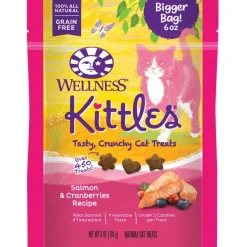 Wellness Kittles Natural Grain-Free Crunchy Cat Treats Salmon & Cranberries Recipe 6-oz