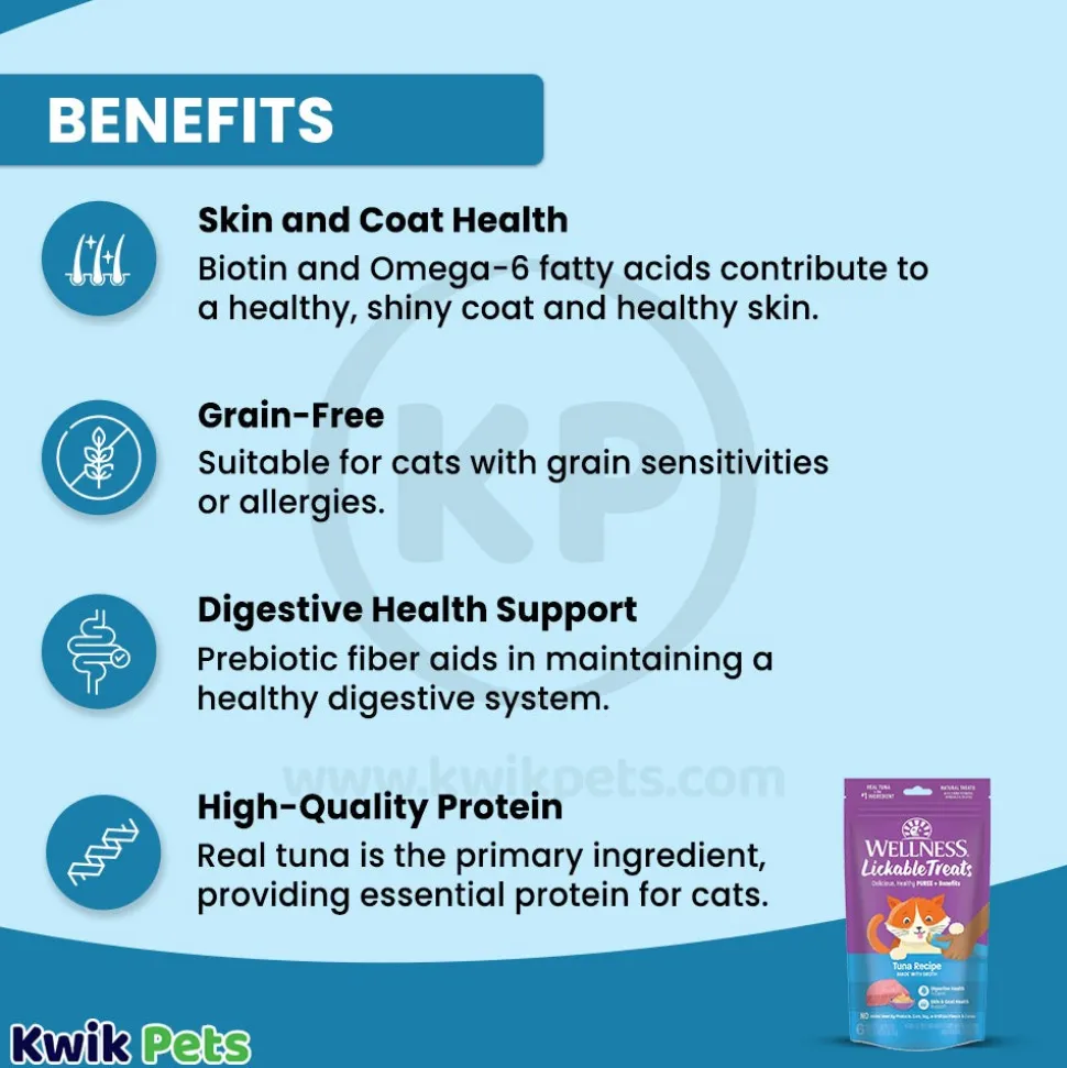 Wellness Puree Natural Grain-Free Lickable Cat Treats Tuna 6 Count 2.53-oz