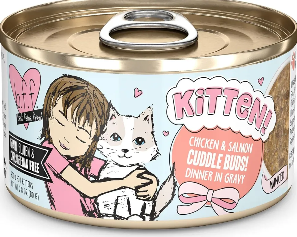 Weruva B.F.F. Kitten Chicken & Salmon Cuddle Buds! Dinner in Gravy Wet Cat Food 2.8-oz