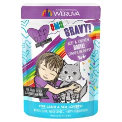 Weruva B.F.F. OMG Beef & Chicken Booya! Dinner in Gravy Wet Cat Food Pouches 2.8-oz