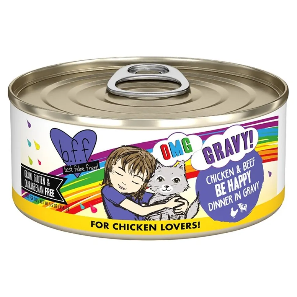 Weruva B.F.F. OMG Chicken & Beef Be Happy! Dinner in Gravy Wet Cat Food 5.5-oz