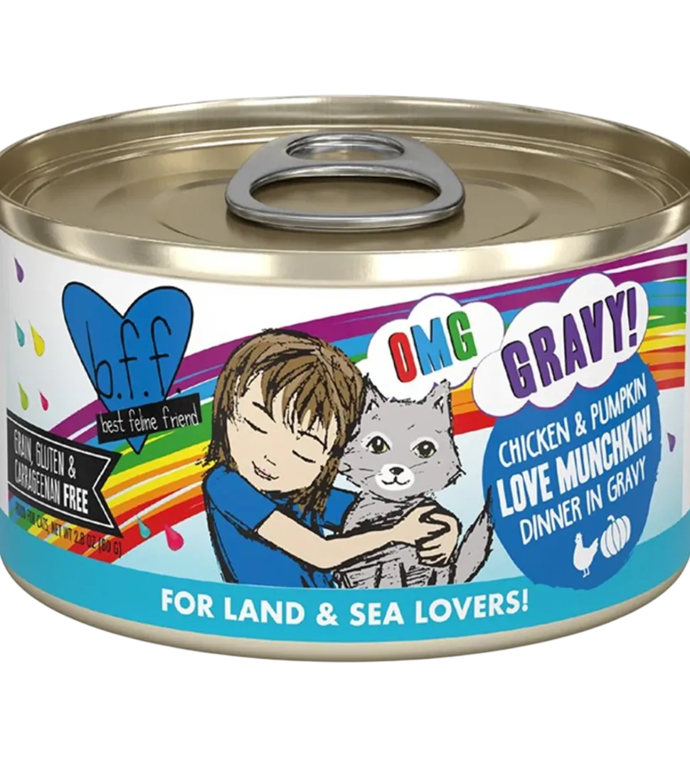 Weruva B.F.F. OMG Chicken & Pumpkin Love Munchkin! Dinner in Gravy Wet Cat Food 2.8-oz