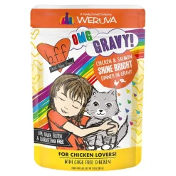 Weruva B.F.F. OMG Chicken & Salmon Shine Bright Dinner in Gravy Wet Cat Food Pouches 2.8-oz