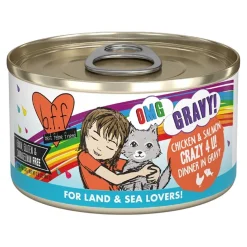 Weruva B.F.F. OMG Chicken & Salmon Crazy 4 U! Dinner in Gravy Wet Cat Food 2.8-oz