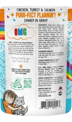 Weruva B.F.F. OMG Chicken, Turkey & Salmon Purr-Fect Plannin'! Dinner in Gravy Wet Cat Food Pouches 2.8-oz