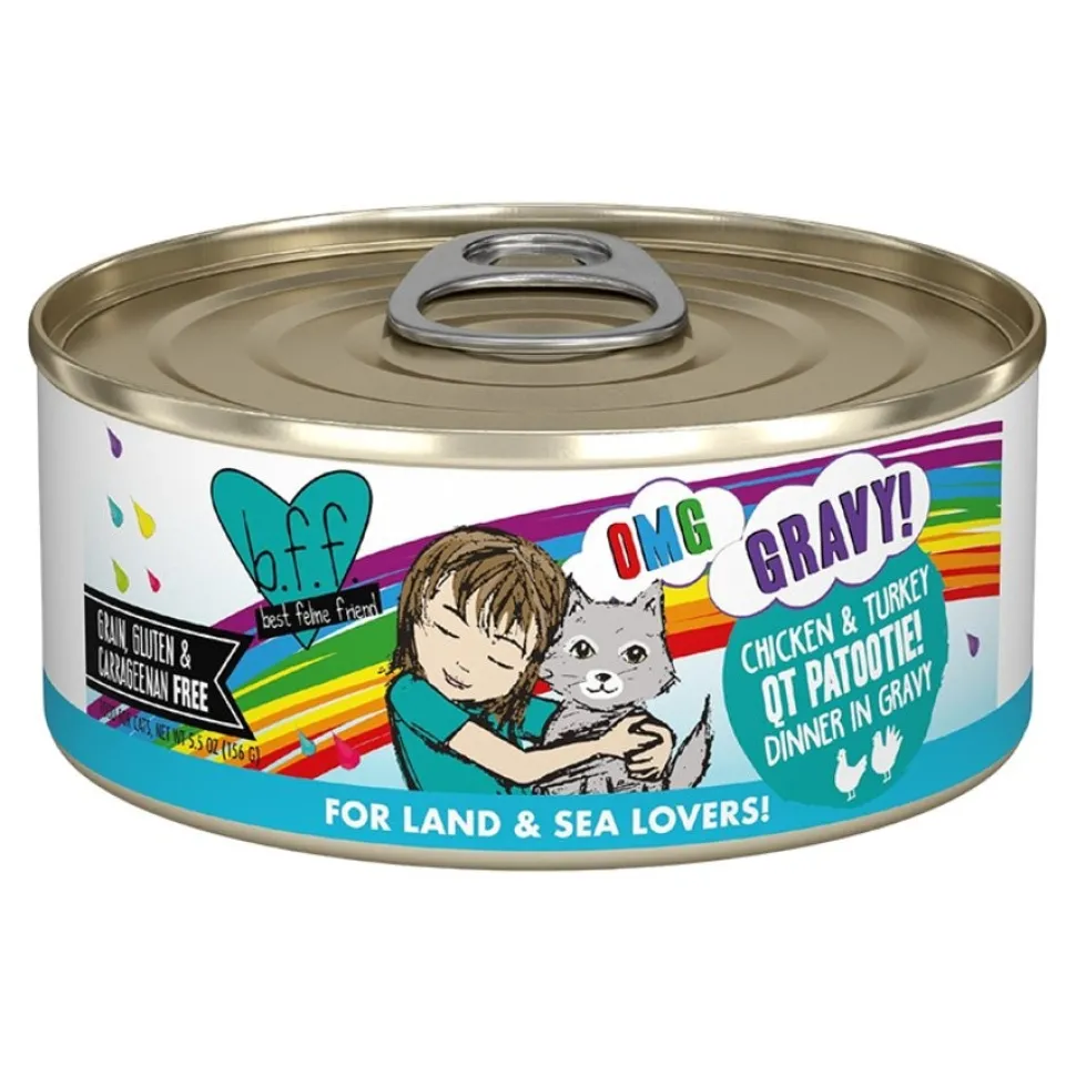 Weruva B.F.F. OMG Chicken & Turkey QT Patootie! Dinner in Gravy Wet Cat Food 5.5-oz