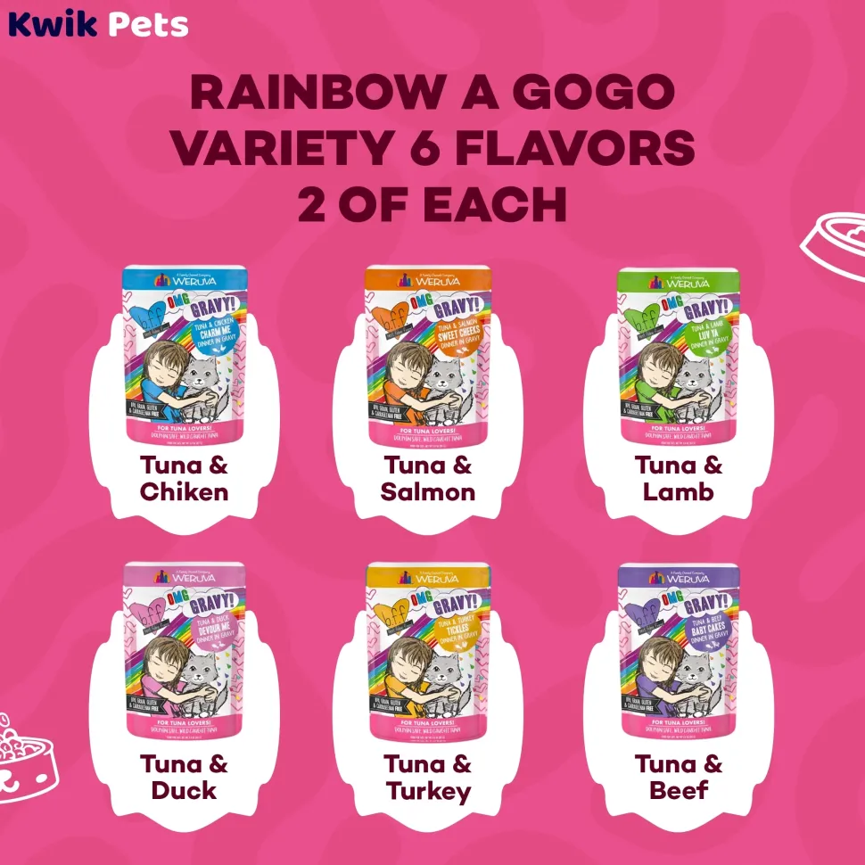 Weruva B.F.F. OMG Rainbow À Gogo Variety Pack Wet Cat Food 3-oz Pouches 12 Count