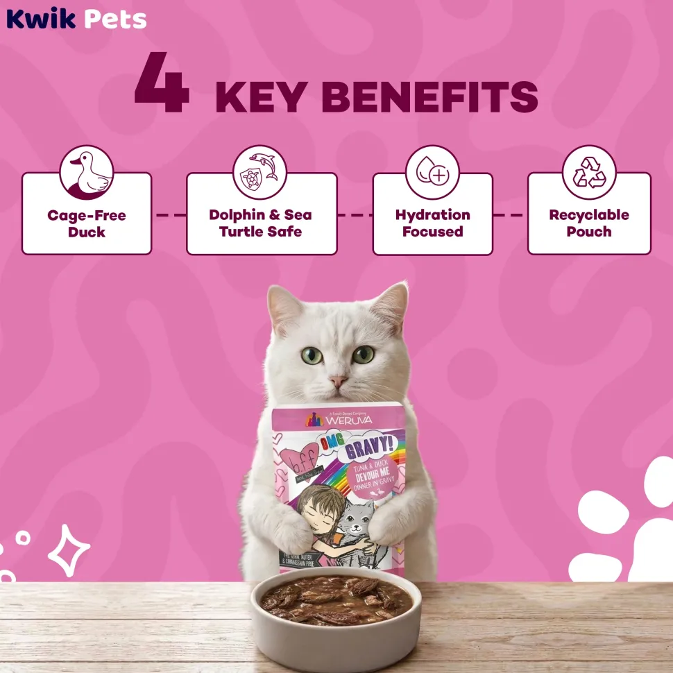 Weruva B.F.F. OMG Tuna & Duck Devour Me Dinner in Gravy Wet Cat Food Pouches 3-oz
