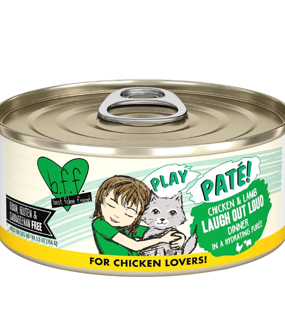 Weruva B.F.F. PLAY Paté Chicken & Lamb Laugh Out Loud Dinner in a Hydrating Purée Wet Cat Food 5.5-oz