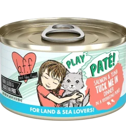Weruva B.F.F. PLAY Paté Salmon & Tuna Tuck Me In Dinner in a Hydrating Purée Wet Cat Food 2.8-oz