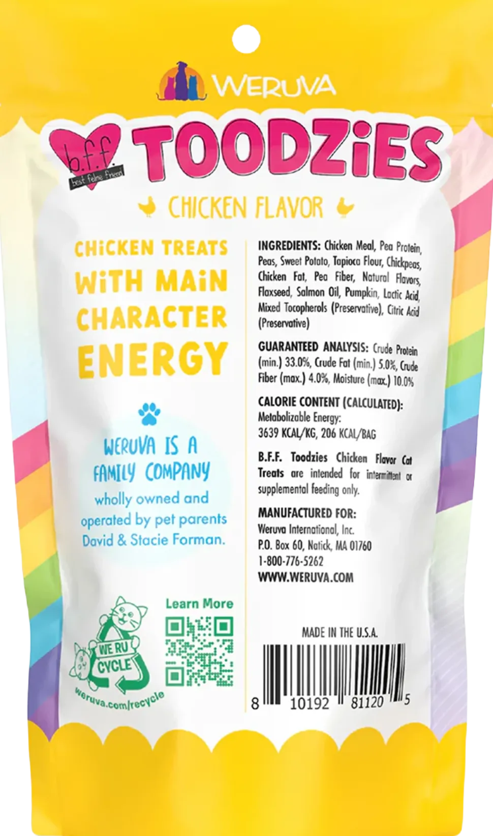 Weruva B.F.F. Toodzies Crunchy Chicken Cat Treats 2-oz
