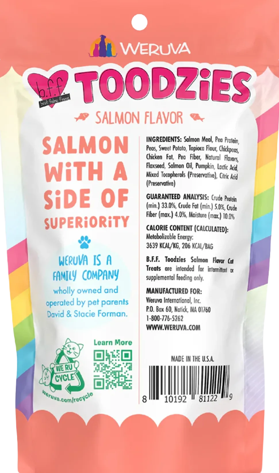 Weruva B.F.F. Toodzies Crunchy Salmon Cat Treats 2-oz
