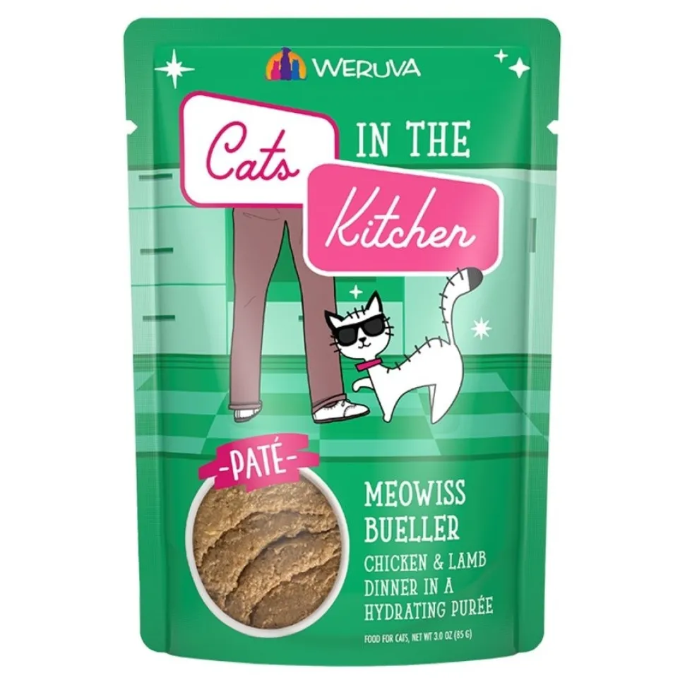 Weruva Cats in the Kitchen Meowiss Bueller Paté Wet Cat Food Chicken & Lamb Dinner in a Hydrating Purée 3-oz
