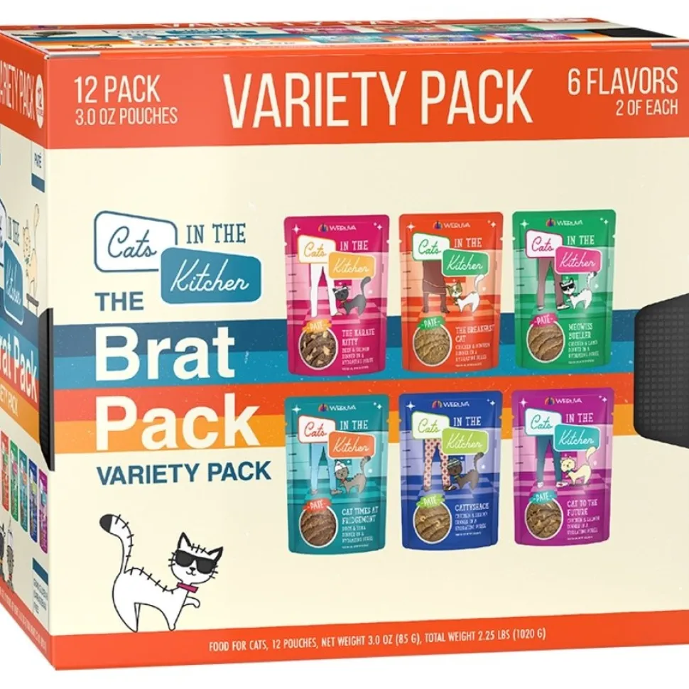 Weruva Cats in the Kitchen Slide N' Serve The Brat Variety Pack Wet Cat Food Pouches 3-oz 12 Count