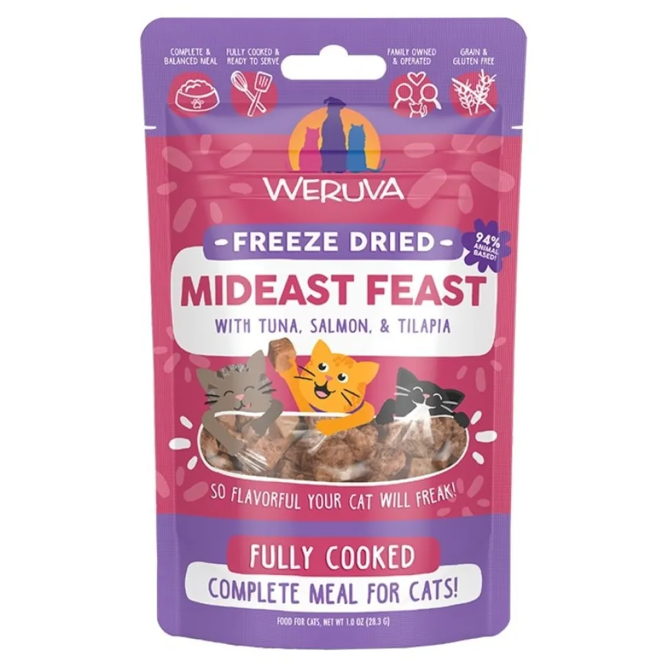 Weruva Mideast Feast Grain-Free Freeze Dried Cat Food Tuna, Salmon & Tilapia 1-oz
