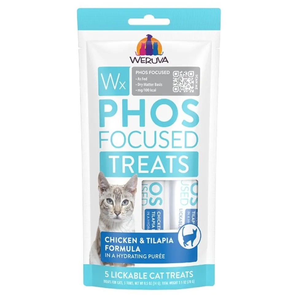 Weruva Wx Phos Focused Lickable Cat Treats Chicken & Tilapia Formula in Hydrating Purée 0.5-oz Tubes 5 count