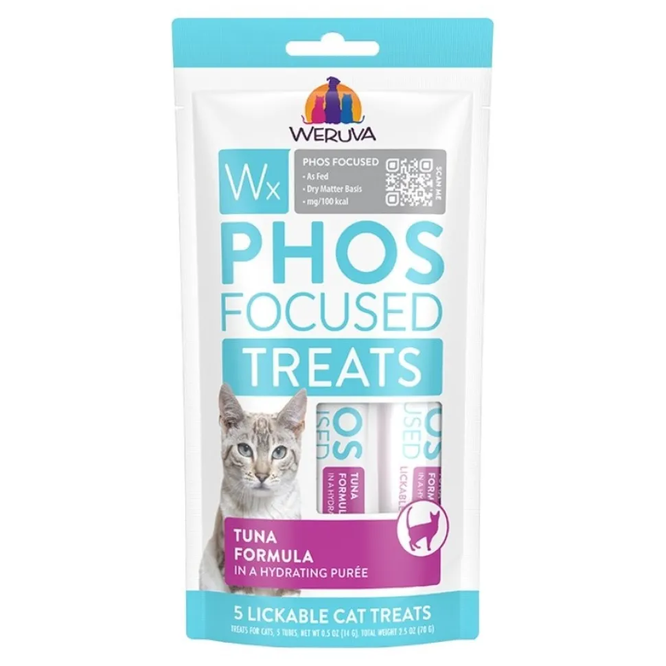 Weruva Wx Phos Focused Lickable Cat Treats Tuna Formula in Hydrating Purée 0.5-oz Tubes 5 count