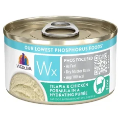 Weruva Wx Phos Focused Wet Cat Food Chicken & Tilapia Formula in a Hydrating Purée 3-oz