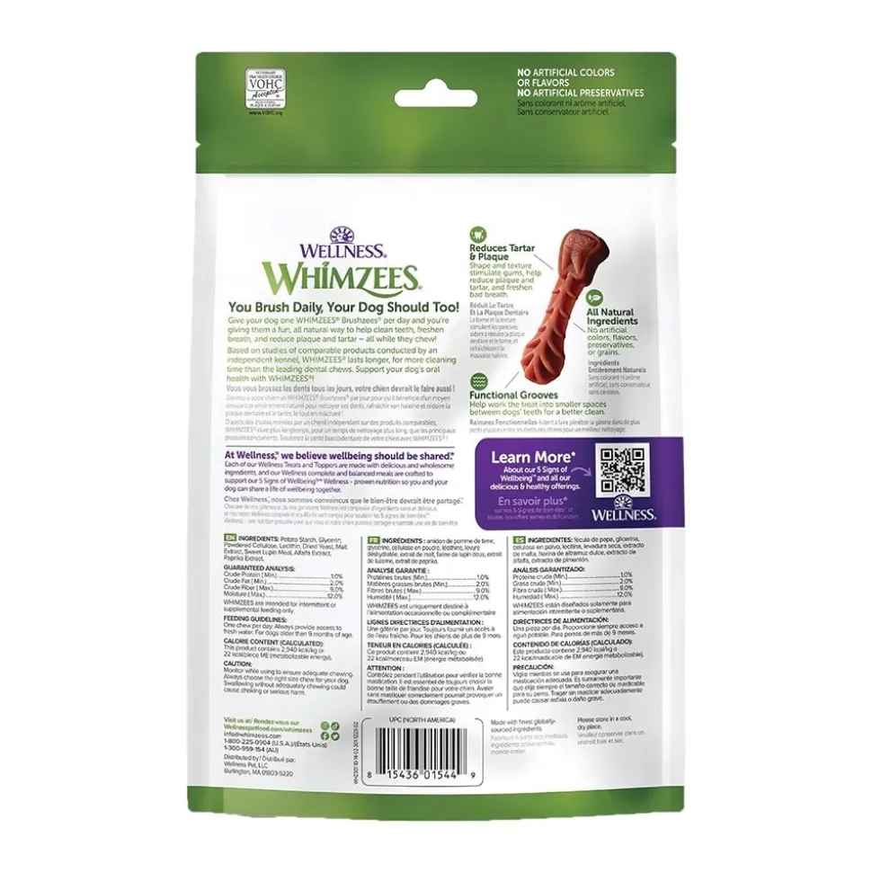 Whimzees Brushzees Natural Dental Dog Treats X-Small 48 Count 12.7-oz