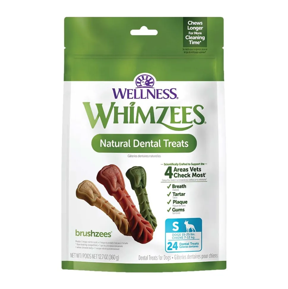 Whimzees Brushzees Natural Dental Dog Treats Small 24 Count 12.7-oz