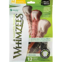 Whimzees Brushzees Natural Dental Dog Treats Medium 12 Count 12.7-oz