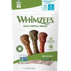 Whimzees Brushzees Natural Dental Dog Treats Small 14 Count 7.4-oz