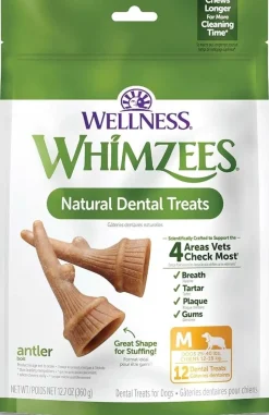 Whimzees Occupy Antler Natural Dental Dog Treats Medium 12 Count 12.7-oz