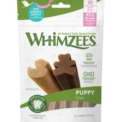 Whimzees Puppy Natural Dental Dog Treats Extra Small & Small 30 Count 7.9-oz