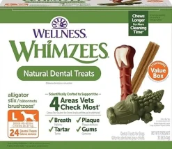 Whimzees Variety Value Box Natural Dental Dog Treats Large 24 Count 3.1-lb