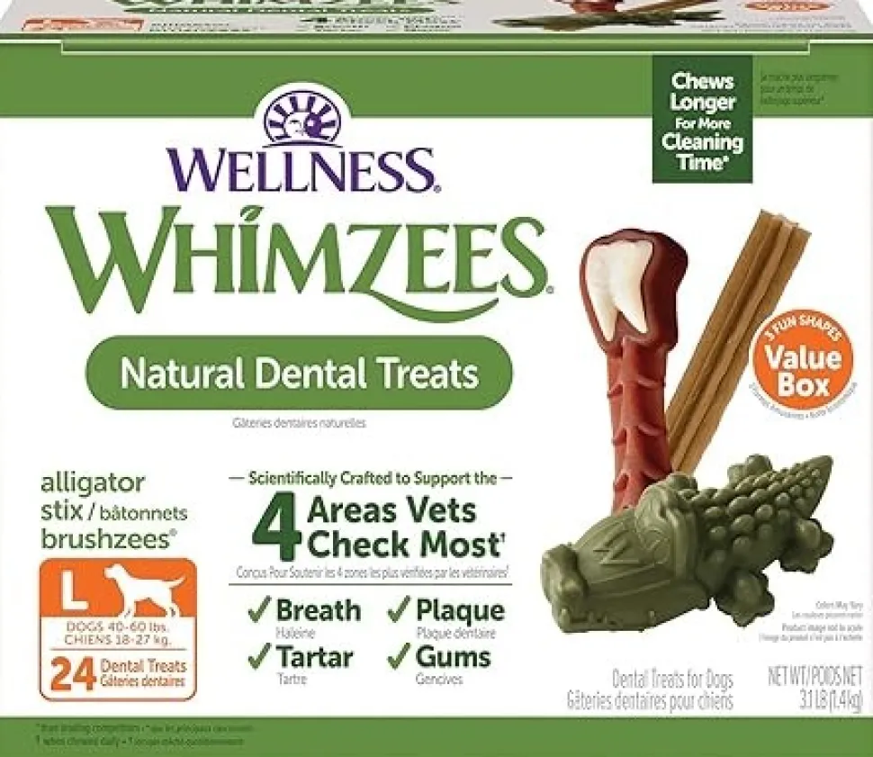 Whimzees Variety Value Box Natural Dental Dog Treats Large 24 Count 3.1-lb