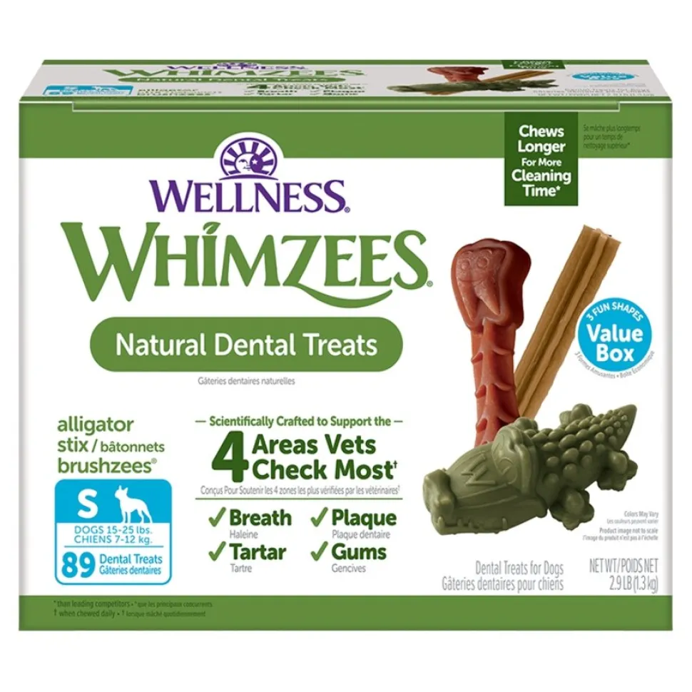 Whimzees Variety Value Box Natural Dental Dog Treats Small 89 Count 2.9-lb