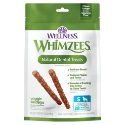 Whimzees Veggie Sausage Natural Dental Dog Treats Small 28 Count 14.8-oz