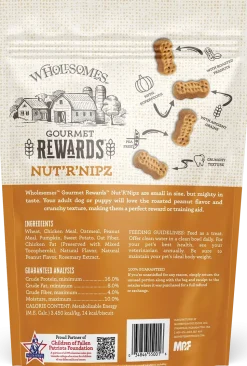 Wholesomes Gourmet Rewards Nut'R'Nipz Biscuits Oven-Baked Dog Treats Peanut Butter 2-lb