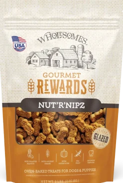 Wholesomes Gourmet Rewards Nut'R'Nipz Biscuits Oven-Baked Dog Treats Peanut Butter 2-lb