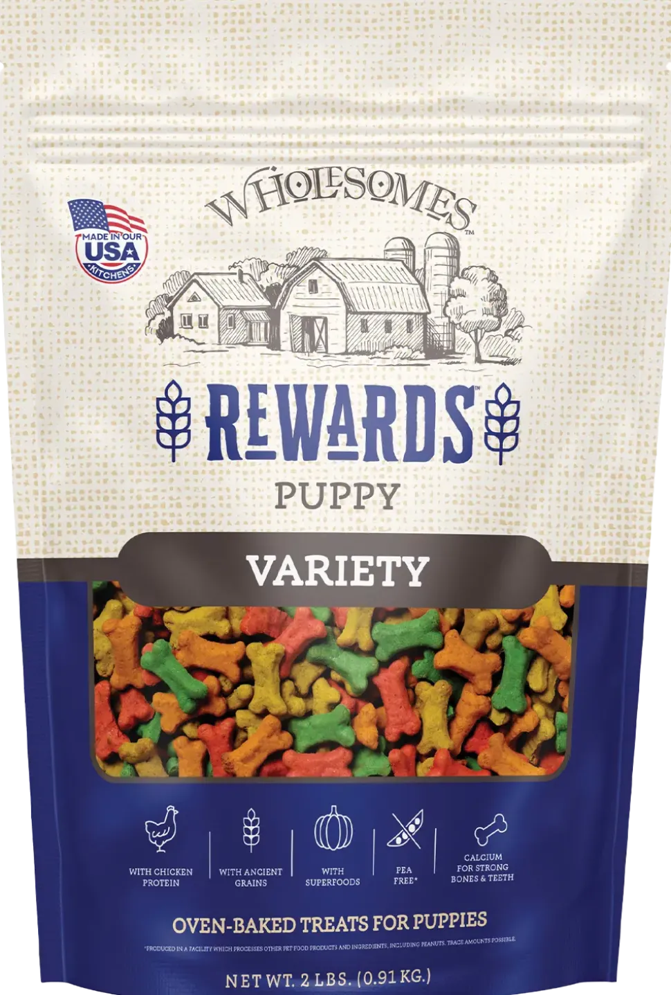 Wholesomes Rewards Puppy Variety Biscuit Oven-Baked Dog Treats Chicken 2-lb