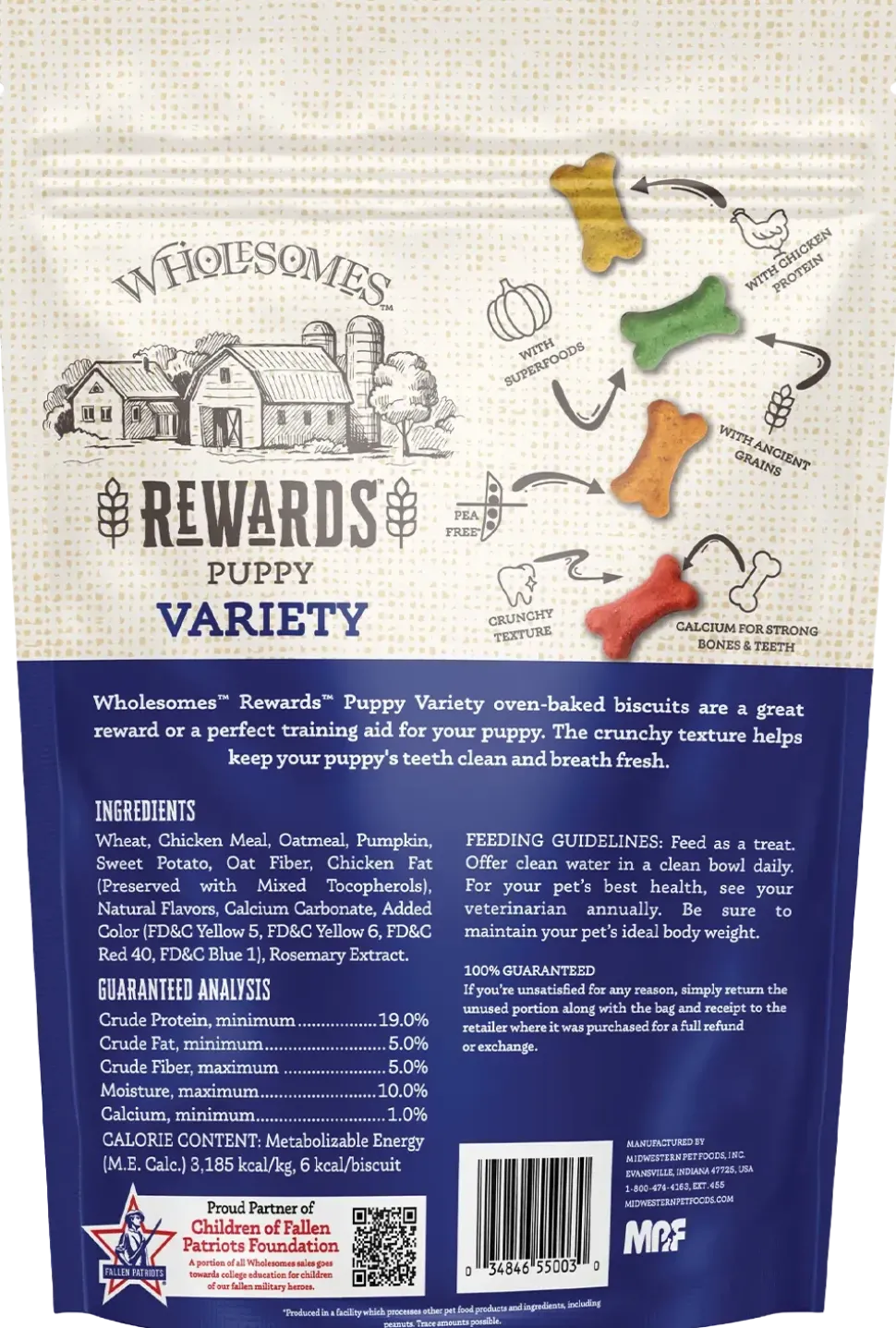 Wholesomes Rewards Puppy Variety Biscuit Oven-Baked Dog Treats Chicken 2-lb