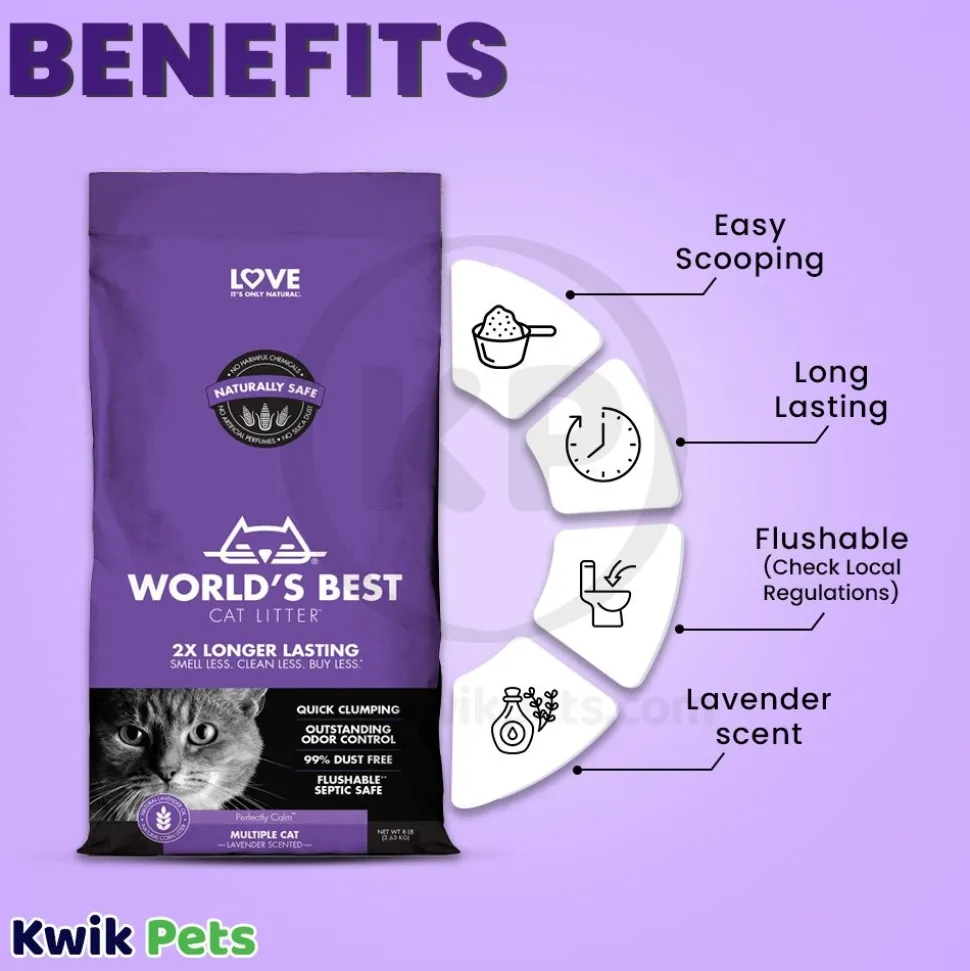 World's Best Cat Litter Multiple Cat Lavender Scented Formula 8-lb