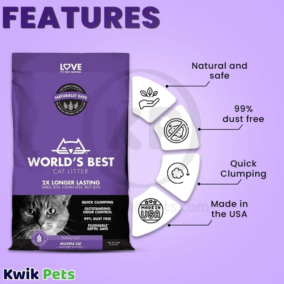 World's Best Cat Litter Multiple Cat Lavender Scented Formula 15-lb
