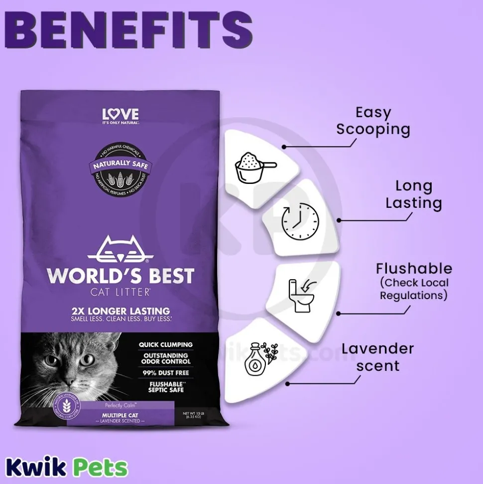 World's Best Cat Litter Multiple Cat Lavender Scented Formula 15-lb