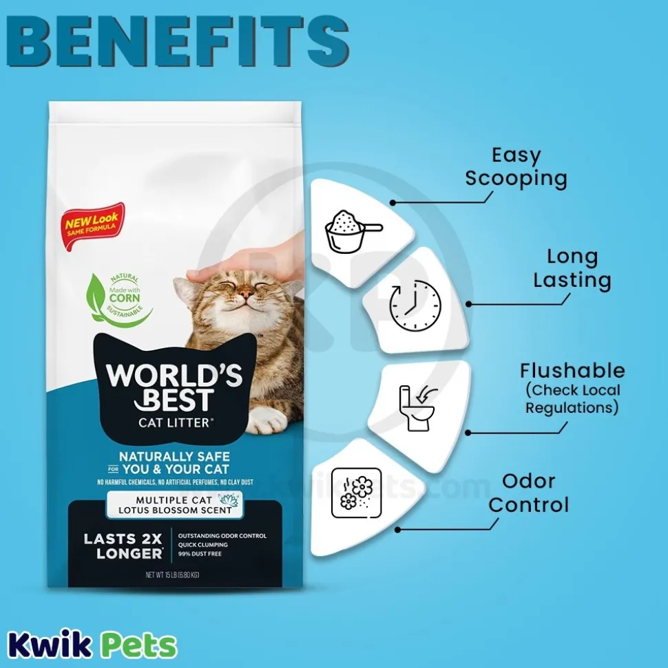 World's Best Cat Litter Multiple Cat Lotus Blossom Scented Formula 15-lb